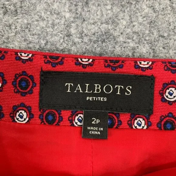 Talbots Skirt Womens 2P Petites Multi Cotton Blend Straight Side Zip Inner Lined - Picture 6 of 10